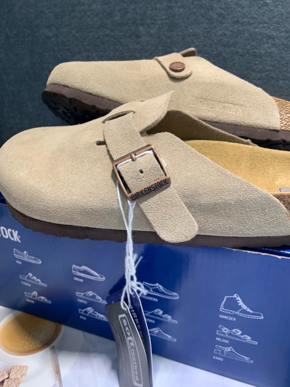 Birkenstock Women's Suede Slip-On Clog Sandals in Tan - Picture 3 of 4